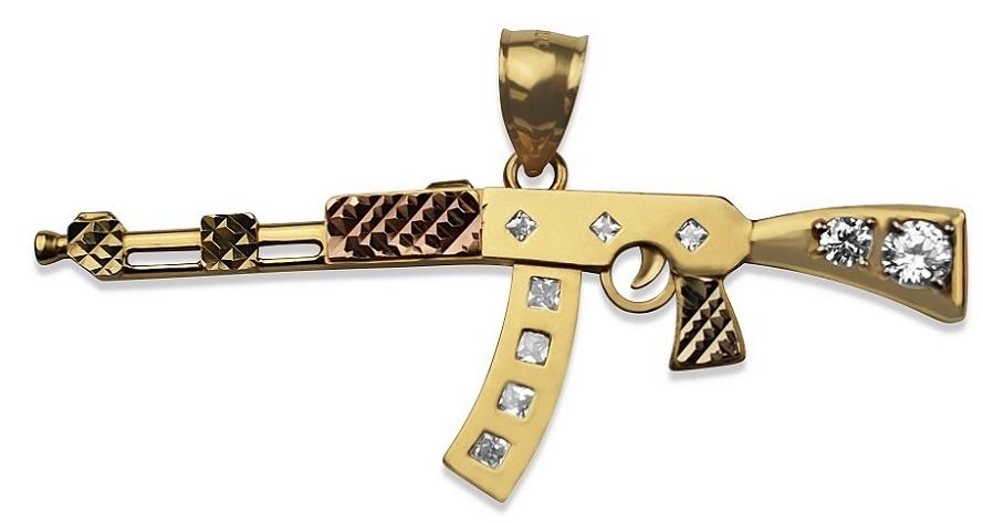 Solid 18K Yellow Gold Mini Draco Pistol, Real Gold Gun Pendant AK-47 -  Jahda Jewelry Company Custom Gold Rings, Necklaces, Bracelets & Earrings -  Sacramento, California