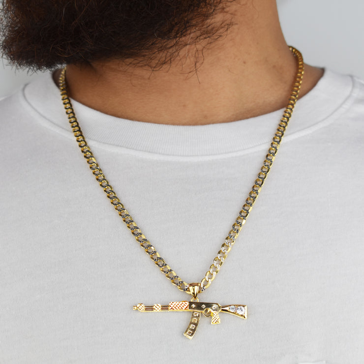 Hip Hop Rhinestone Paved Bling Iced Out Necklace With Stainless Steel AK 47  Gun Mens Gold Cross Pendant Mens Rapper Jewelry In Gold And Silver Colors  From Luckky88, $17.01 | DHgate.Com